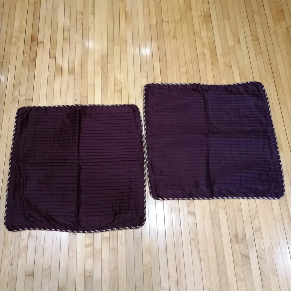 2 Croft & Barrow Euro Shams 26x26 Plum Gold Jacquard Reversible Rope Trim